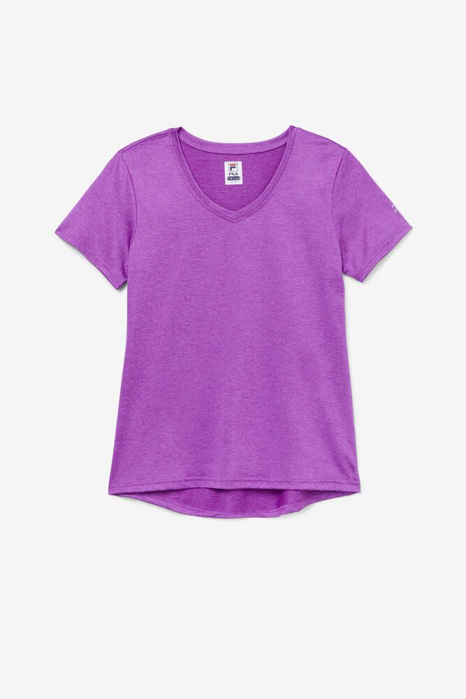 Fila Pickleball Silky V-neck Purple T-Shirt Womens - NZ 80641-ZPLW